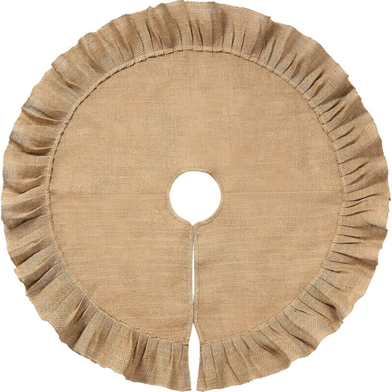 Jupe de sapin de Noël en lin et toile de jute à volants – Cache-pied de sapin rustique pour décoration des fêtes et de la saison
