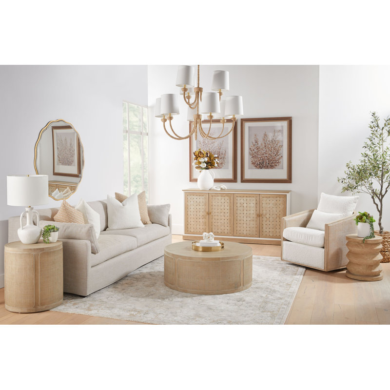 Gray Round Wood Lift-Top Coffee Table with Storage