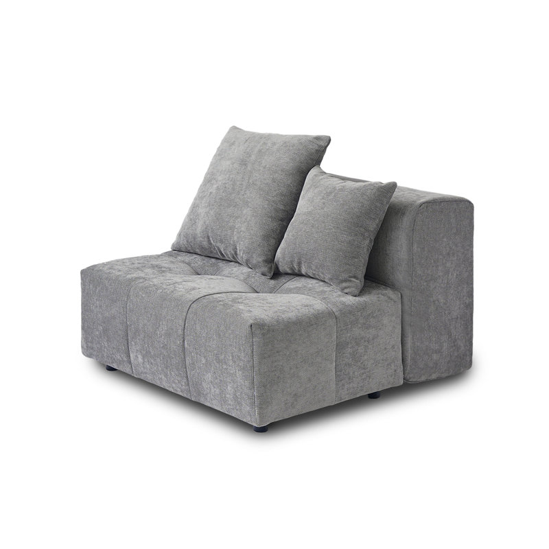 Chaise sans accoudoirs en tissu Kay, Gris clair