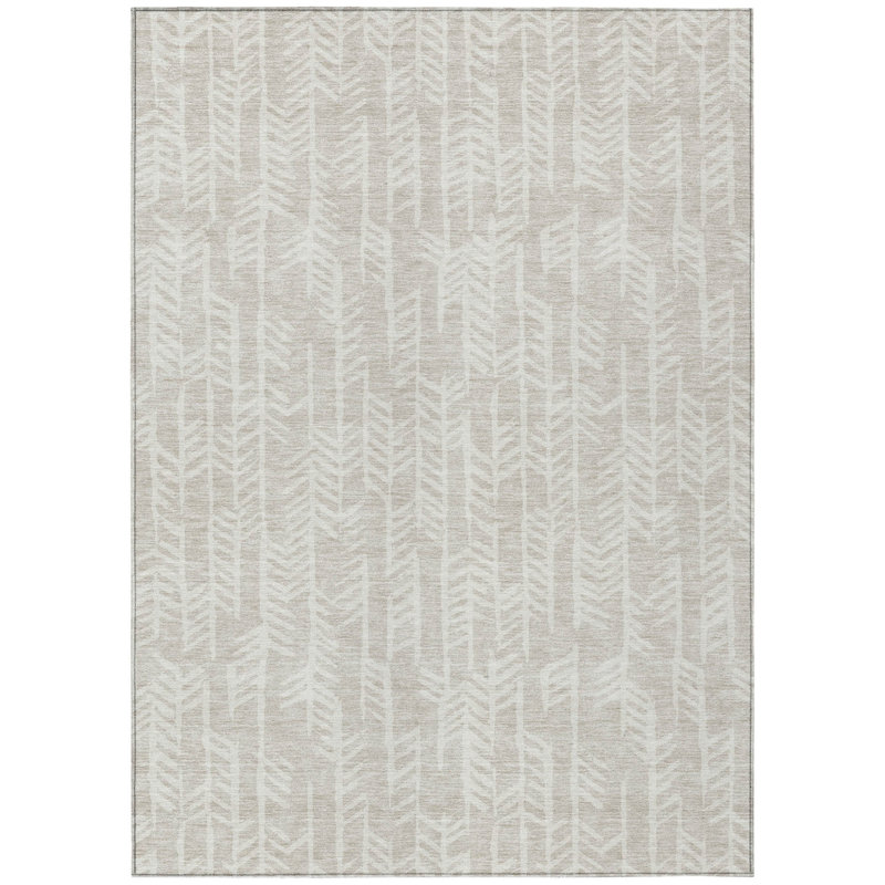 Tapis intérieur / extérieur tribal lavable beige et ivoire 3 pi x 5 pi