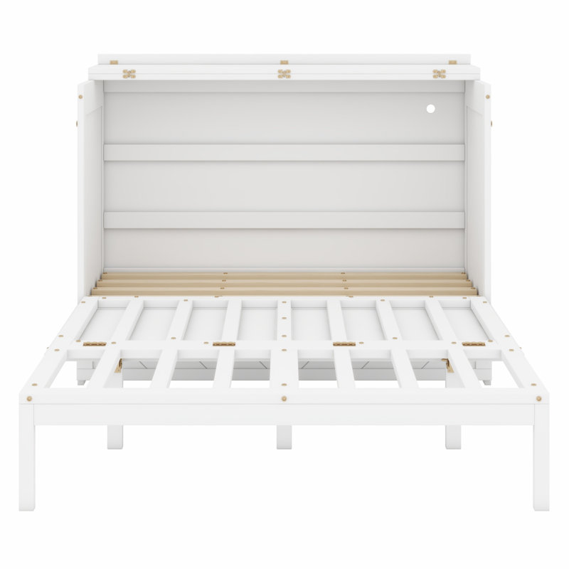 Lit escamotable compact avec tiroir et prise de courant pratique et ports de charge USB, Blanc