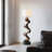White + Brown + Black Linen + Solid Wood Free form Floor Lamps