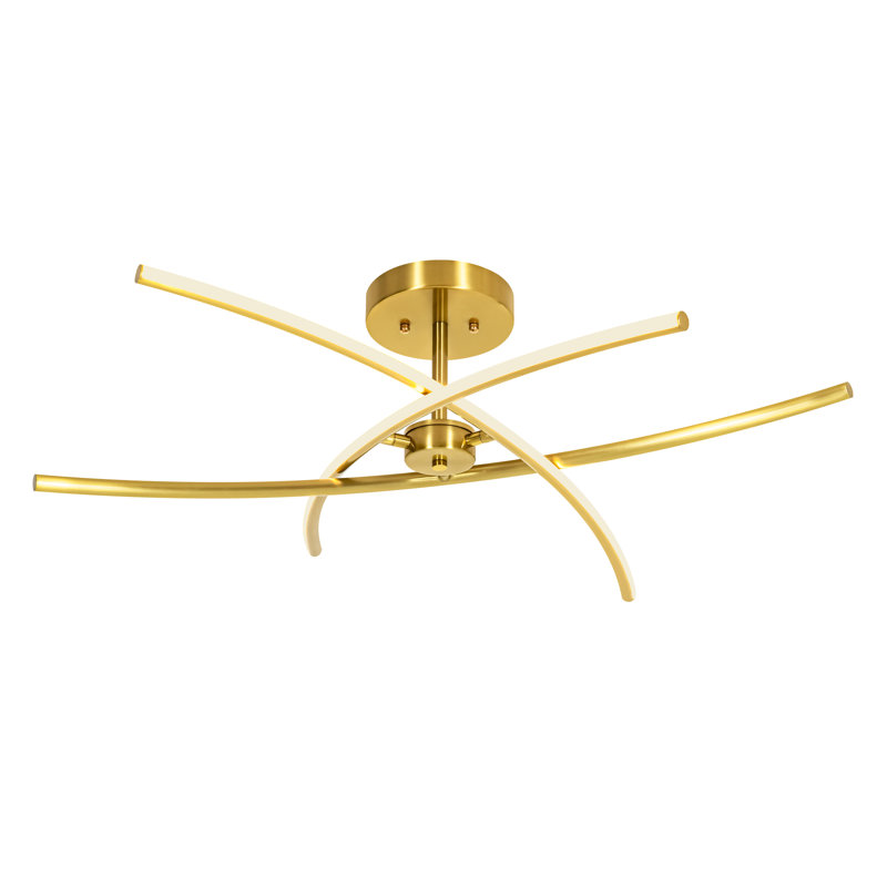 Plafonnier DEL moderne à arc en croix avec design sculptural, Gold