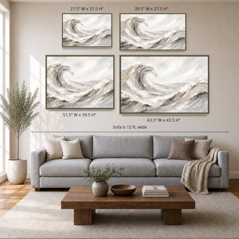 Golden Waves by Patricia Pinto - Graphic Art on Canvas, 44" H x 64" W, Champagne