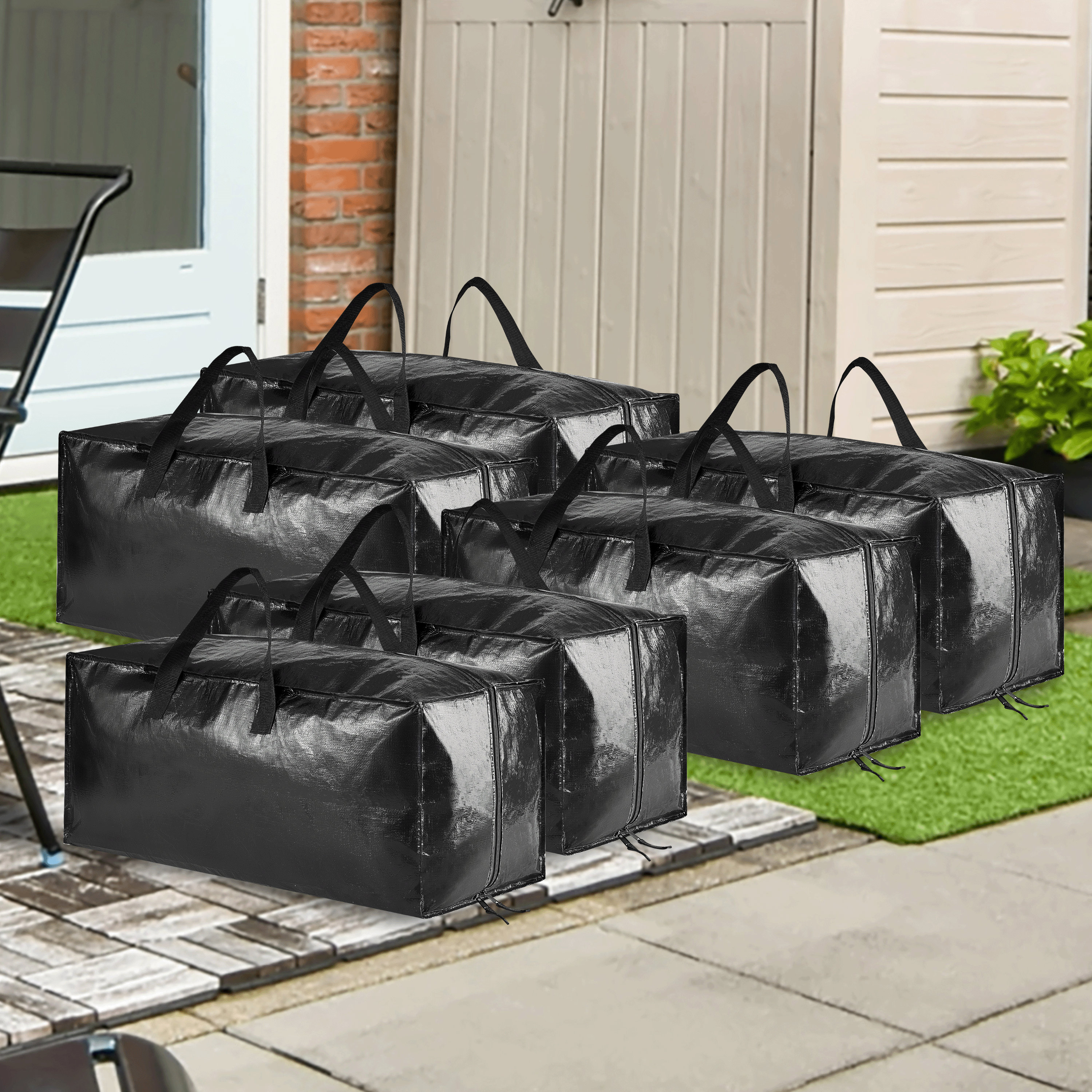 ClearSpace Heavy Duty Moving Bags Or Storage Bag – Large Moving Boxes With Backpack Straps, Zippers & Handles – Perfect For Moving, College Dorm, Traveling, Camping, Christmas Decorations, 6 Pack