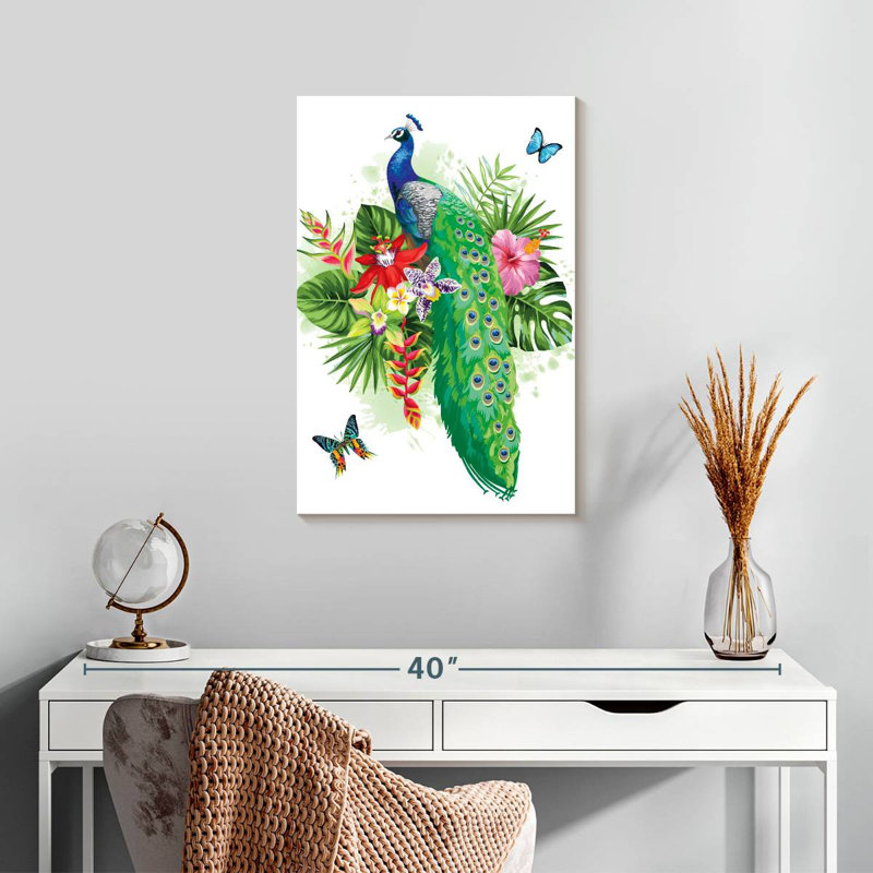 Paon bleu tropical Brampt, H 24 po x l 16 po