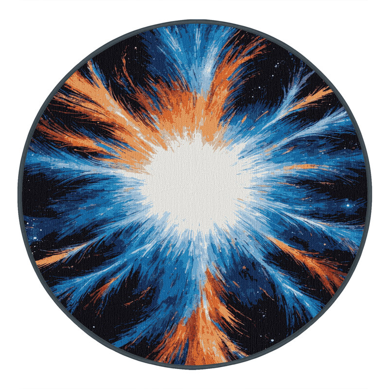 Tapis gris lavable à la machine, Rond 3 pi