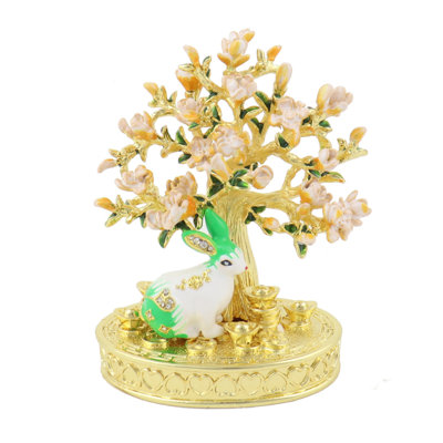 Fleur de pêche bejewelée - lapin