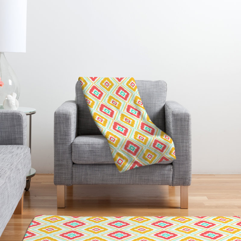 Jeté Jacqueline Maldonado, Petit, Ikat zig-zag blanc