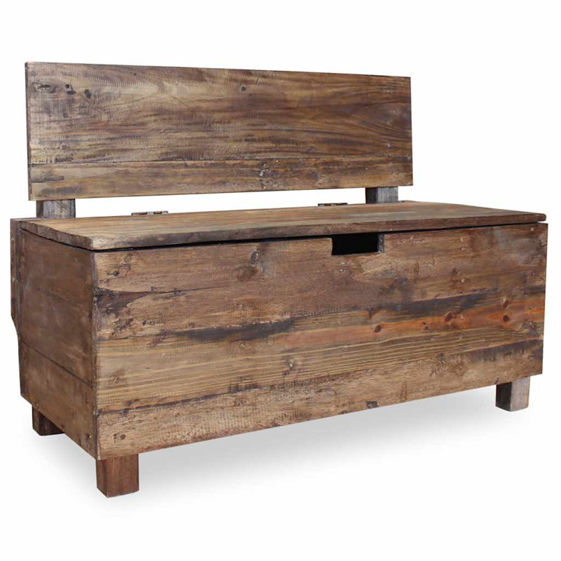 vidaXL Wooden Bench with Storage, Rustic Style, Reclaimed Wood, 33.9"x15.7"x23.6" Brown
