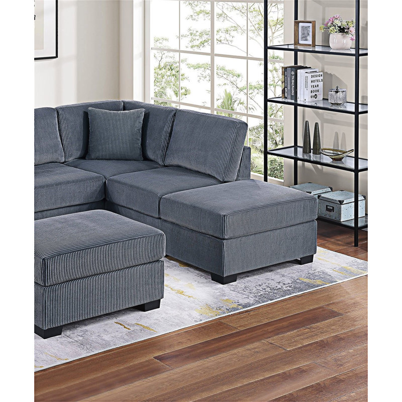 Upholstered Sectional Sofa, Dark Gray
