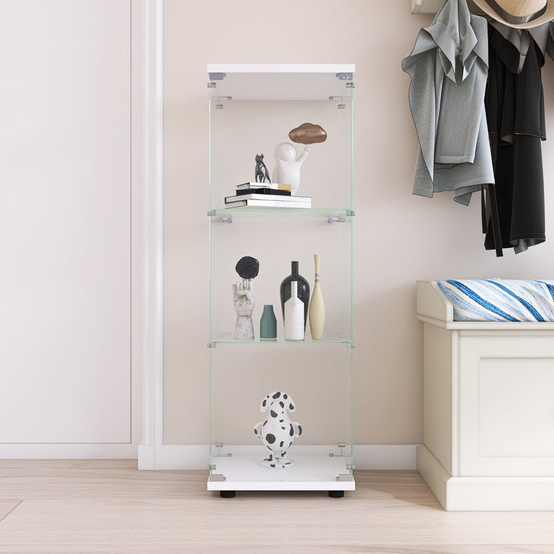 Vitrine en verre avec 3 tablettes, Blanc