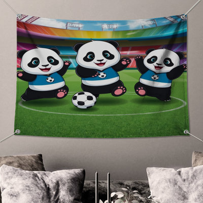 Dessin de tapisserie murale «Panda Soccer»