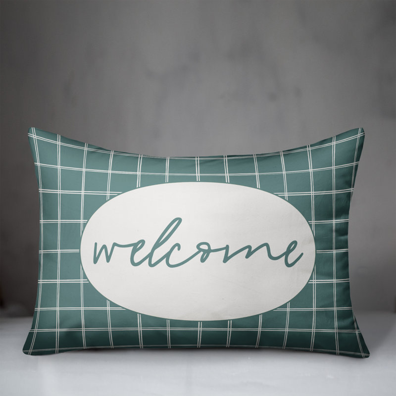  Housse de coussin rectangulaire et insert Welcome, Bleu sarcelle