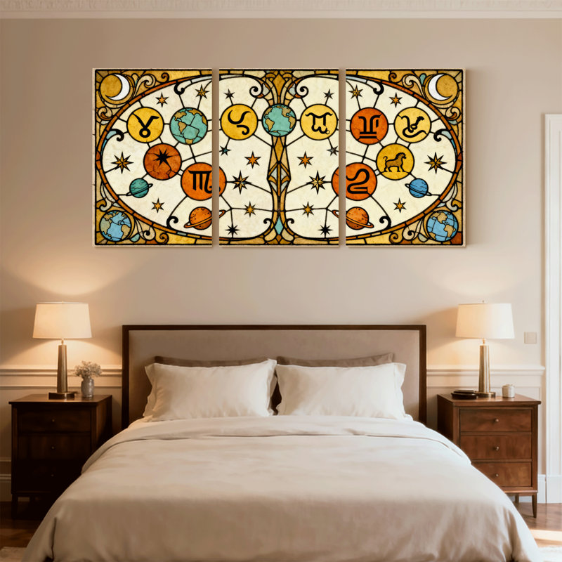 Ensemble de 3 impressions sur toile Zodiac, H 18 po x l 36 po