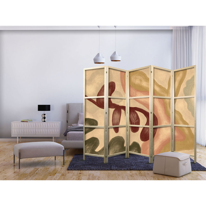 171cm H Solid Wood Folding Room Divider, 171cm H x 225cm W x 1.2cm D, 5