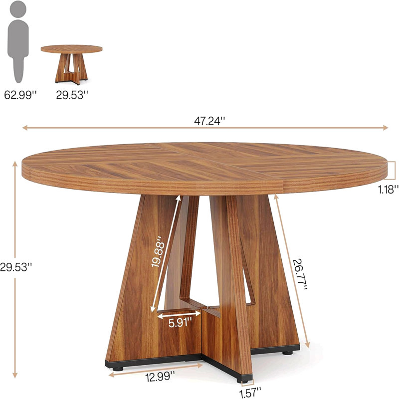 Table de salle à manger ronde en bois 47 po (seulement 1 pièce), Brun
