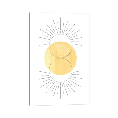Mustard Yellow Sun, Abstract Art by Whales Way - Print on Canvas