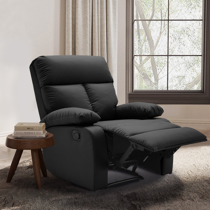 Petit fauteuil inclinable manuel pour adultes, similicuir, Noir, noir, noir, noir
