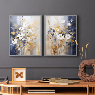 FLORAL Series CCCCLXII - Reproduction encadrée de qualité supérieure - prête à être accrochée - aucun clou requis - aucun clou requis