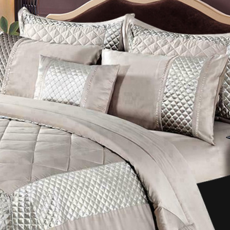 Gabel Geometric Shapes Bedspread with Pillowcases, 250 x 250 cm, Mink