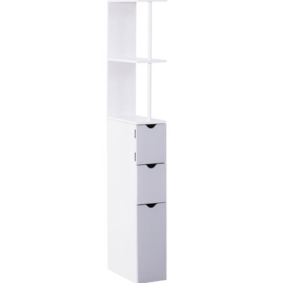 Armoire de rangement blanche de 54 po de hauteur avec tablette à 2 niveaux et tiroirs pour économiser de l'espace au sol