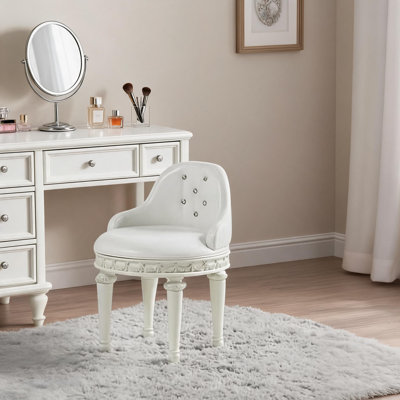 Fauteuil de salle de bain à dossier bas et à dossier bas, similicuir beige doux, siège pivotant pour la salle de bain