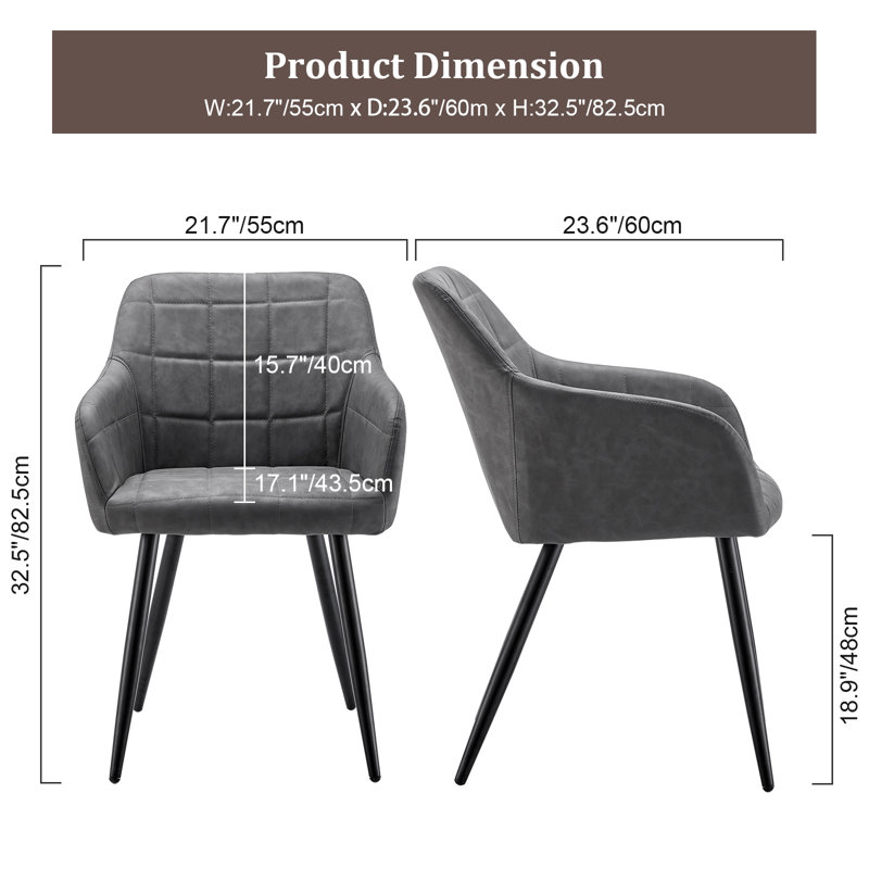 48cm H Upholstered Metal Armchair, Light Grey