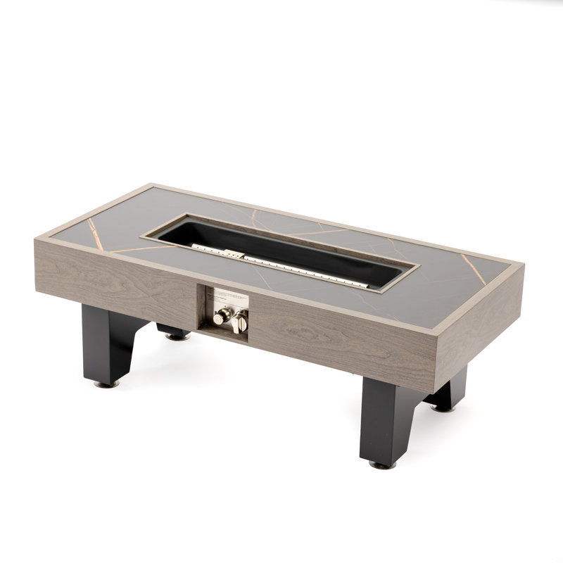 Foyer de table 42 po en fer, Gris foncé, Combustion du bois