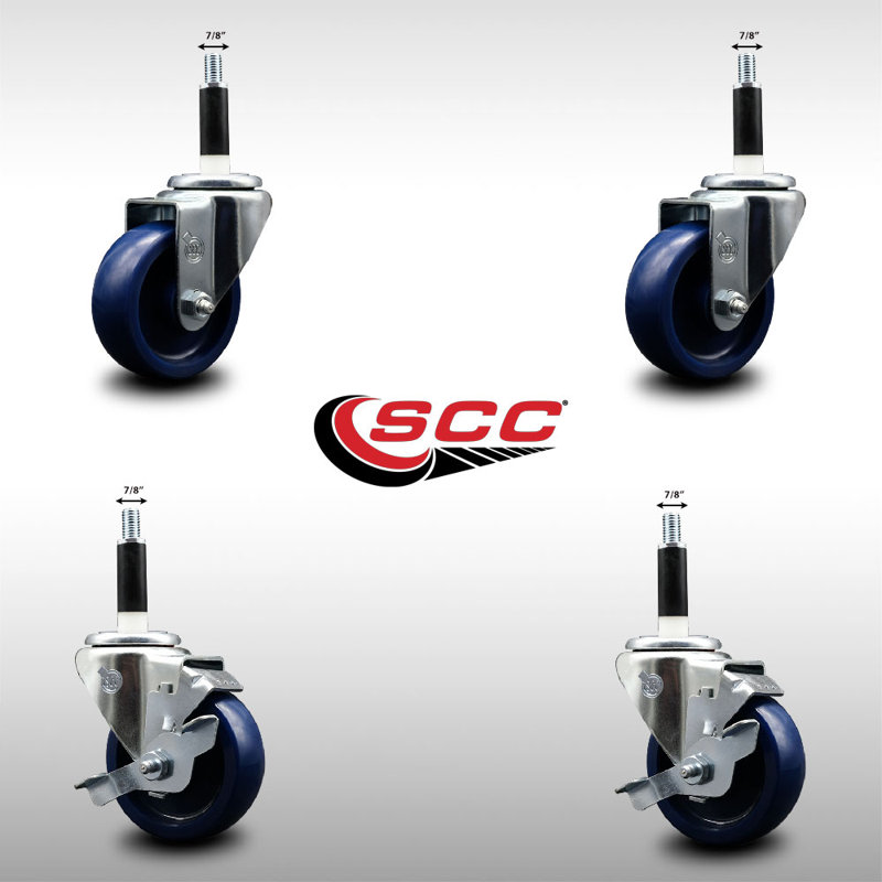 3.5 Inch SS Solid Poly Swivel 7/8 Inch Expanding Stem Caster with Brake SCC