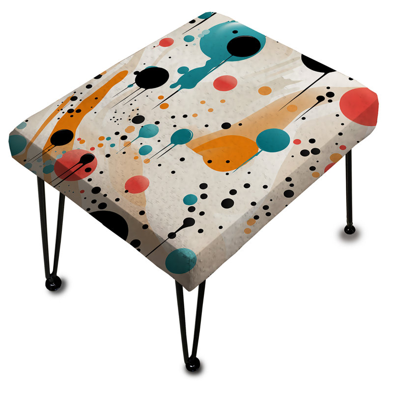 Fashion Yellow And Blue Polka Dot - Midcentury Rectangle Ottoman