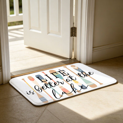 Lake Life Oar Print Door Rug For Outdoor And Indoor, 24 X 36 In, Multicolor