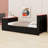Modern Wood Daybed with Trundle & Integrated Desk - LED Light + USB Charging-1830896282-1830896281