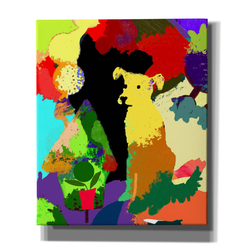 Latitude Run® «Chien avec fond abstrait» par Holly Mcgee, H 24 po x l 20 po x P 0,75 po