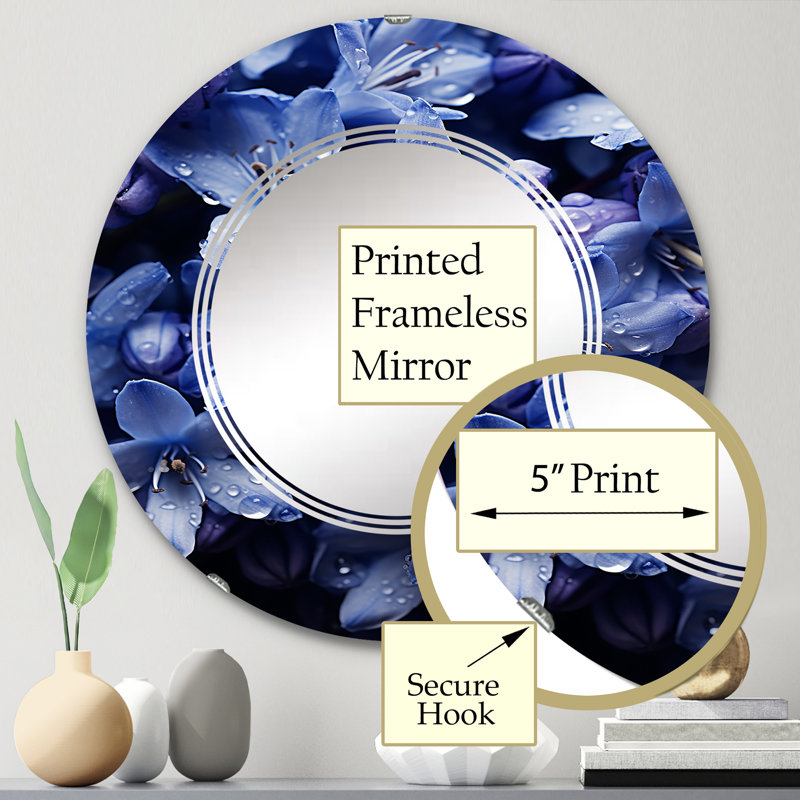 Hirondelle - Miroir mural floral rond, 24 po x 24 po