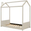 Lit maison en velours beige-1025847971