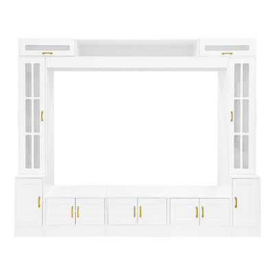 VIBE HAUS 98.4" W Wall Unit Entertainment Center With Bookshelves For Tvs Up To 80"