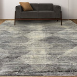 Hand Knotted Wool Striped Area Rug
