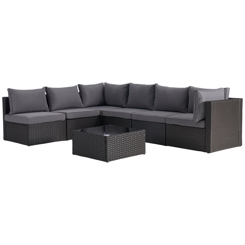 Ensemble de conversation pour 6 personnes, Brun, Gris