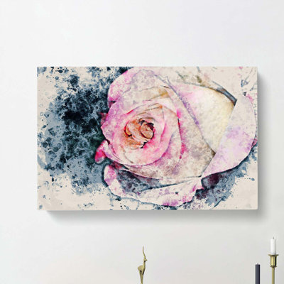 Pink Tipped Rose In Abstract - Wrapped Canvas