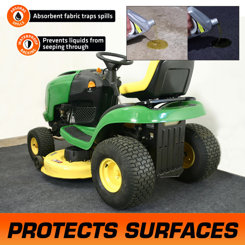 Charcoal Small Vehicle Garage Floor Mat with Double Sided Tape