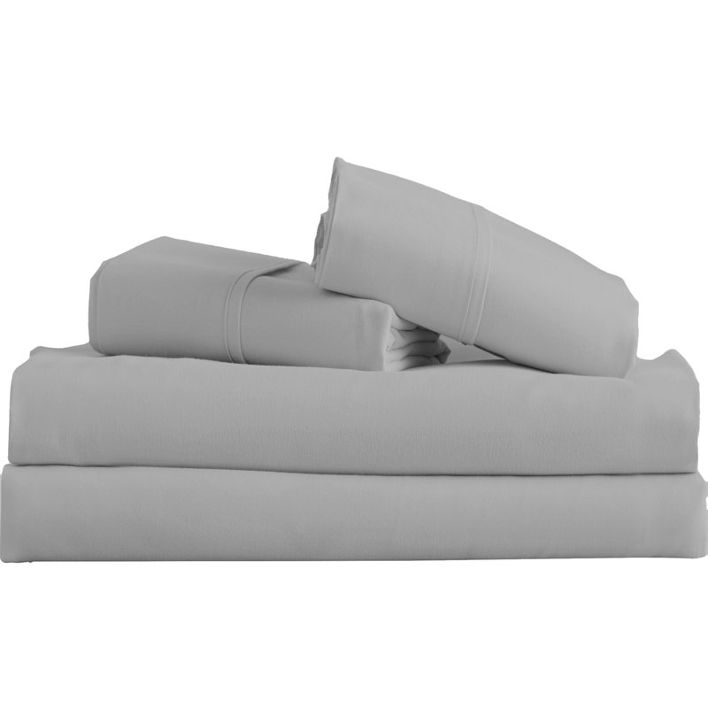 Signature Series Microfiber Sheet Set, King Sheet Set + Fitted Sheet + 2 Pillowcases, Silver