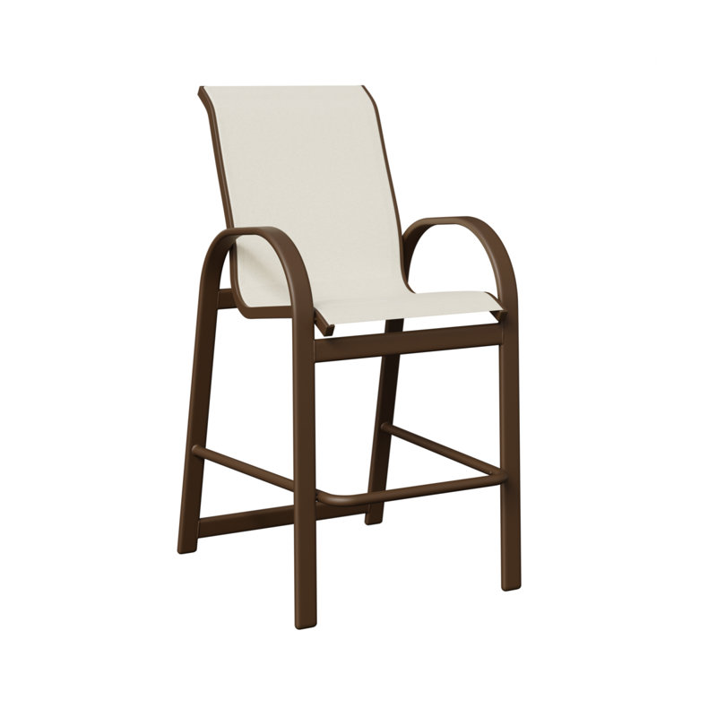 Chaise de bar Cazares Mesquite, Blanc, Filon de bois mesquite