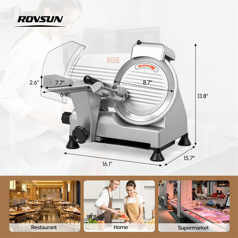 210W 110V Manual Commercial Meat Slicer Machine, 13.8" H x 15.7" W x 30.86" D