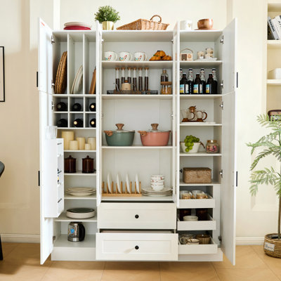 53.2'' Large Modern Farmhouse Pantry Cabinet With Acrylic Doors And Adjustable Shelves