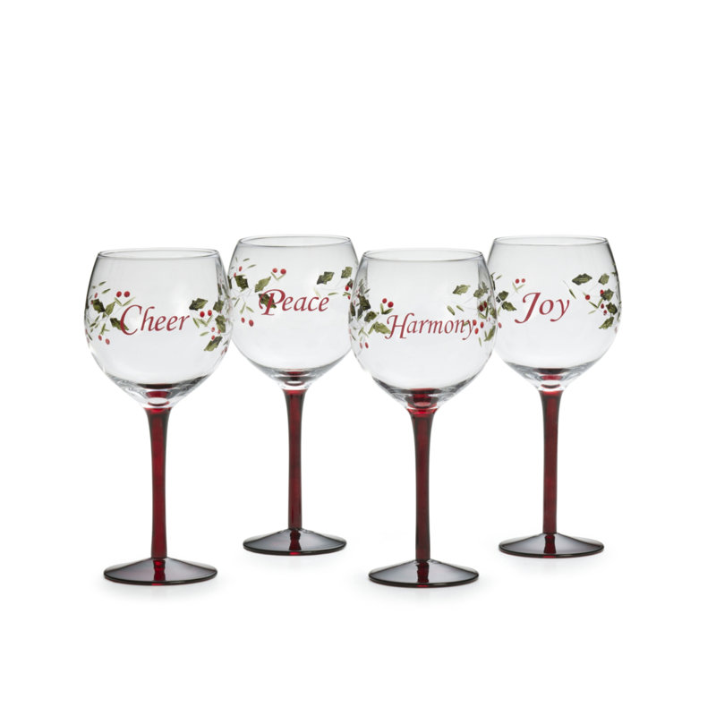 Pfaltzgraff Winterberry 16 oz. Holiday Sentiment Wine Goblets