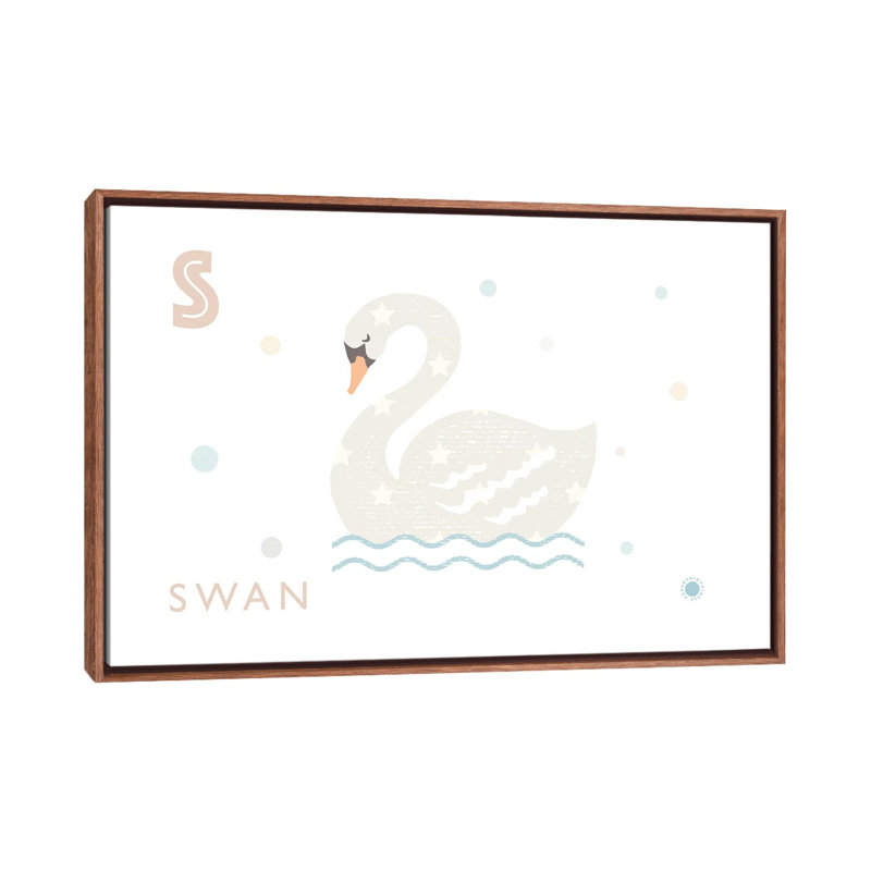 Cygne - imprimé, H 18 po x l 26 po x P 1,5 po, Toile avec cadre brun, Pas de tapis