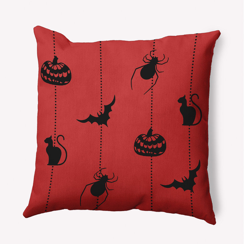Coussin Halloween, H 20 po x l 20 po, Rouge, Carré