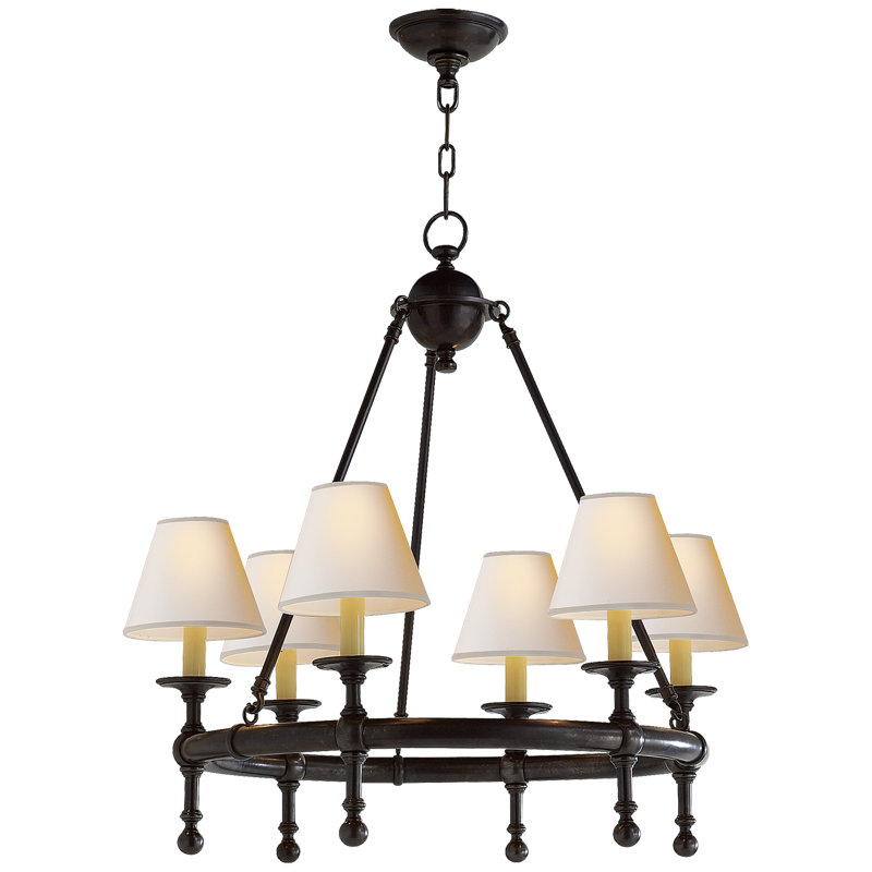 Chapman & Myers Classic Mini Ring Chandelier, Fabric, Bronze