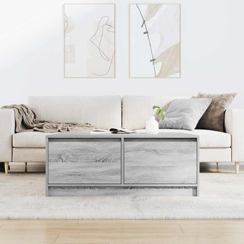 Coffee Table with Storage, 40" H x 100" L x 100" W, Gray Sonoma